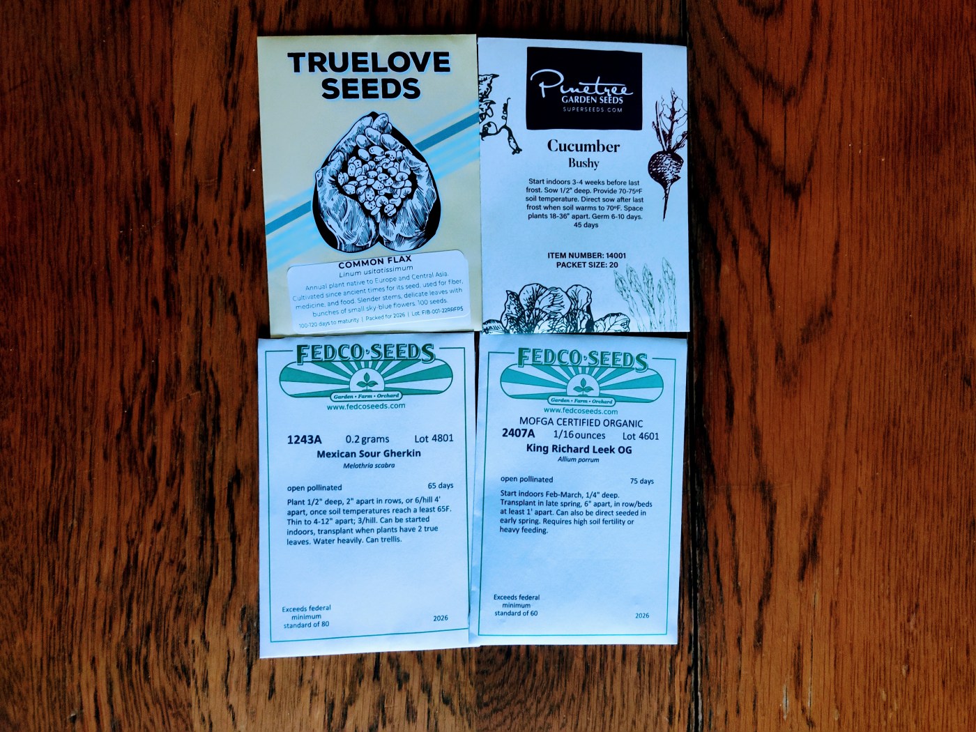 Cucumber Seeds, Garden Seeds, Leek Seeds, Flax Seeds