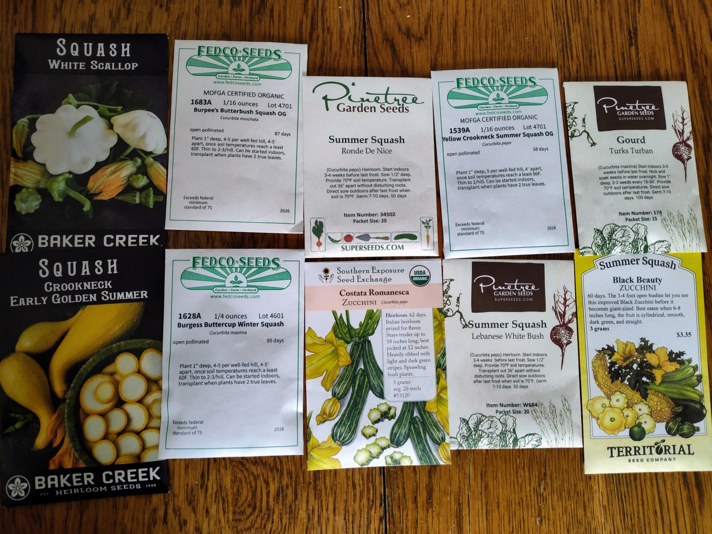 Squash seeds, garden seeds